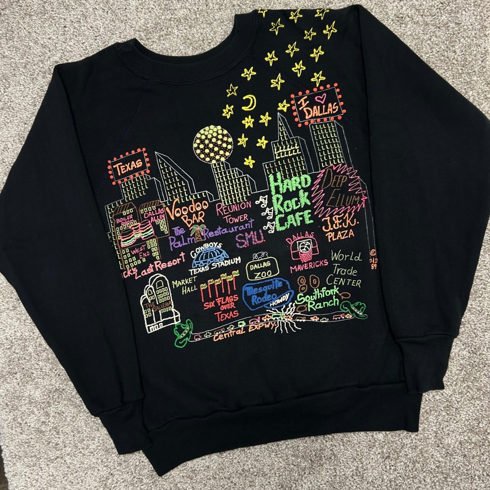 Vintage Dallas Skyline‎ Alley Sweatshirt Size Large Made in USA Pannill 80s 90s